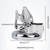 Snake Head Design Male Chastity Device, Breathable Metal Cage with 3 Rings